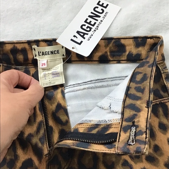 L’AGENCE Margot Skinny Jeans Size 25 Cheetah Leopard Print Cropped Denim Stretch - Picture 6 of 14